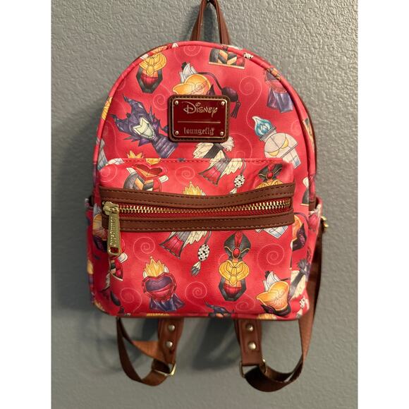 Loungefly Disney Villains Perfume Bottles Mini Red Backpack  display picture 1
